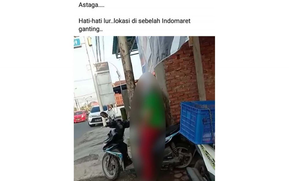 Postingan salah satu akun Facebook berisi pria onani di atas motor di Ganting, Gedangan, Sidoarjo
