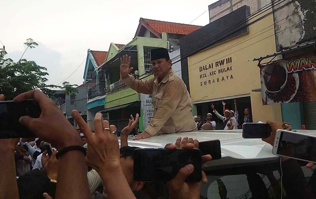 Probowo Subianto menyapa warga Surabaya saat Pilpres 2019 (Foto: Dok. jatimnow.com)