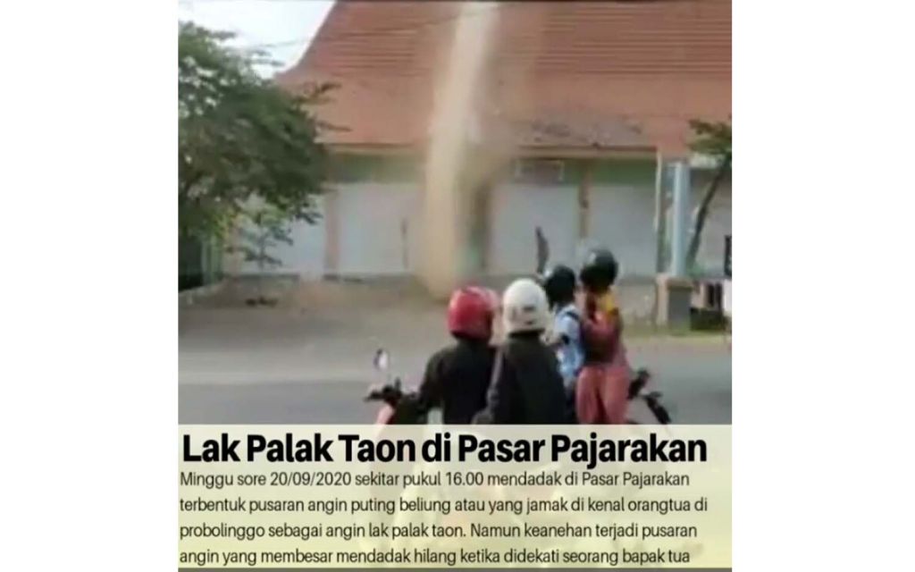 Tangkapan layar video puting beliung di Probolinggo yang viral