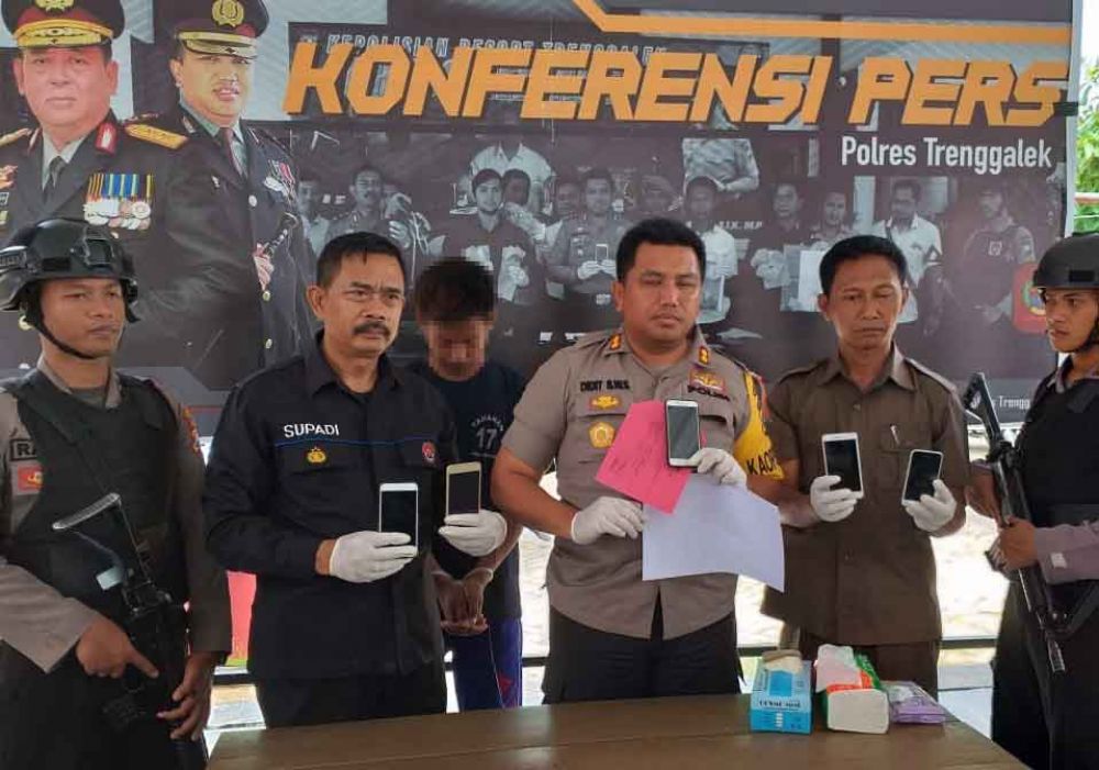Tersangka Widodo ditangkap Polres Trenggalek