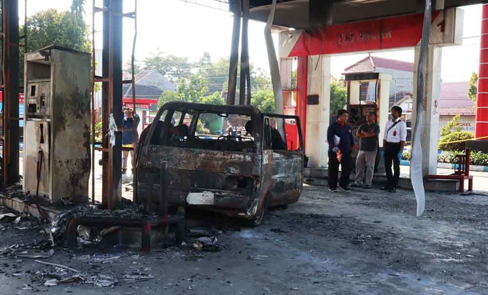 SPBU di Ponorogo yang terbakar