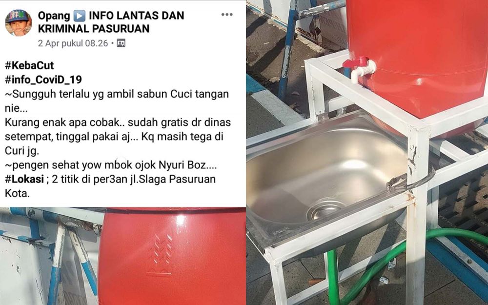 Viral sabun cair wastafel portable di Kota Pasuruan raib diduga dicuri