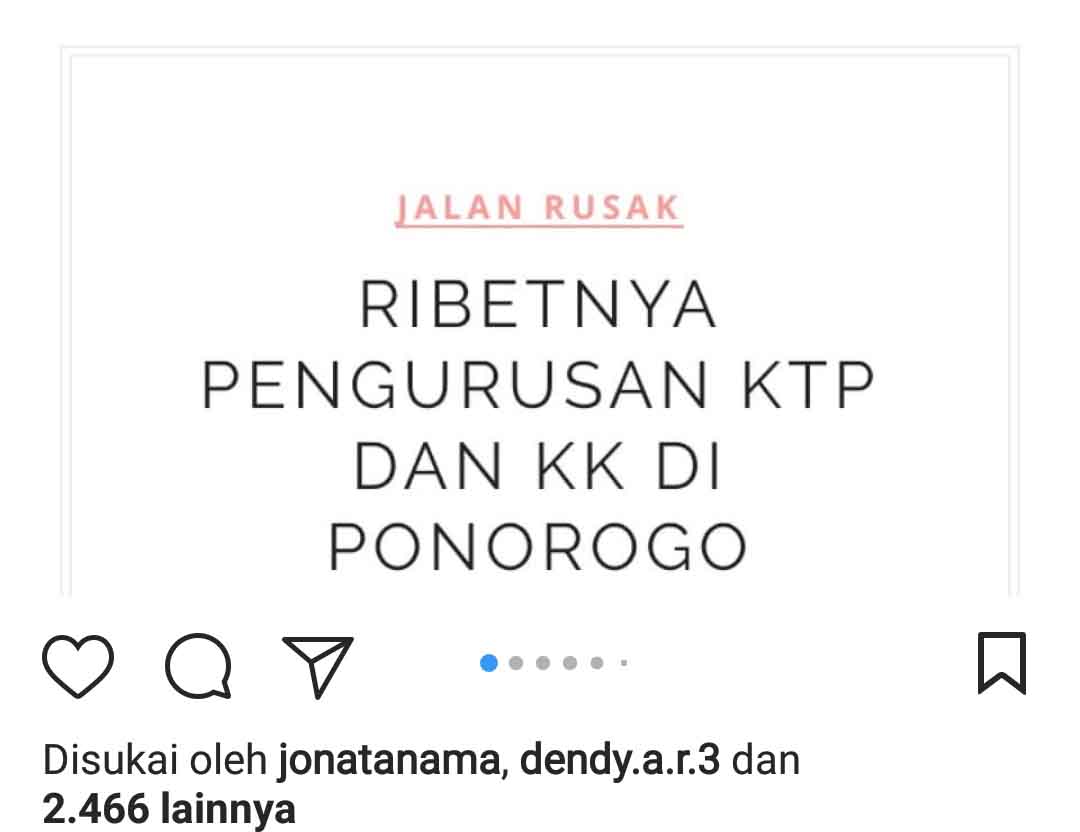 Curhatan warga Ponorogo via media sosial.