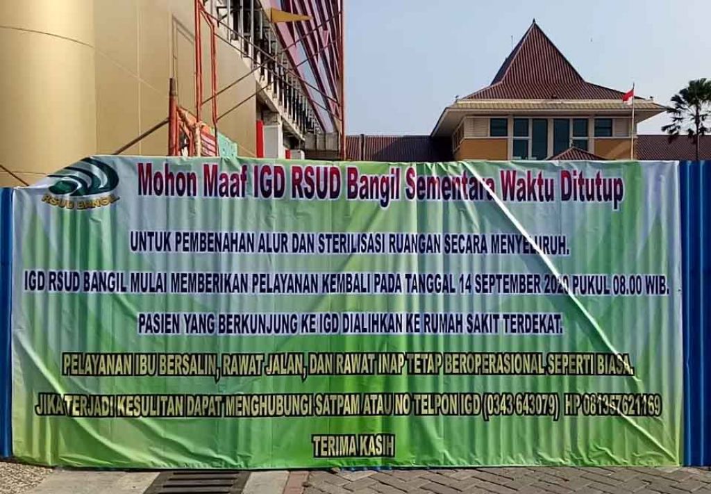 IGD RSUD Bangil ditutup sementara
