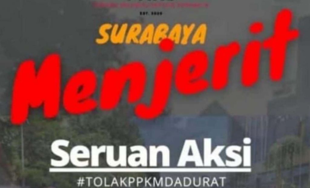 Poster digital berisi seruan aksi penolakan PPKM Darurat di Surabaya yang beredar