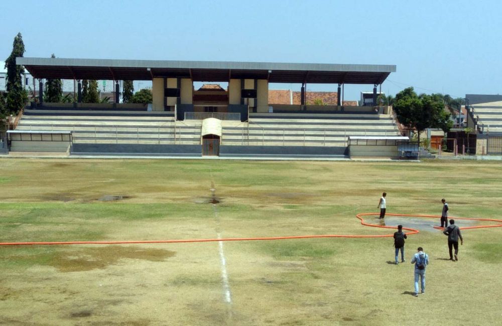 Perawatan rumput di Stadion Bayuangga Kota Probolinggo