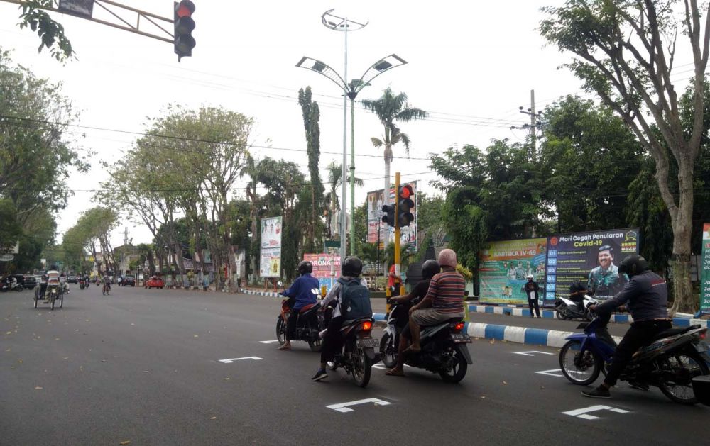 Starting grid ala MotoGP yang terpasang di Kota Probolinggo