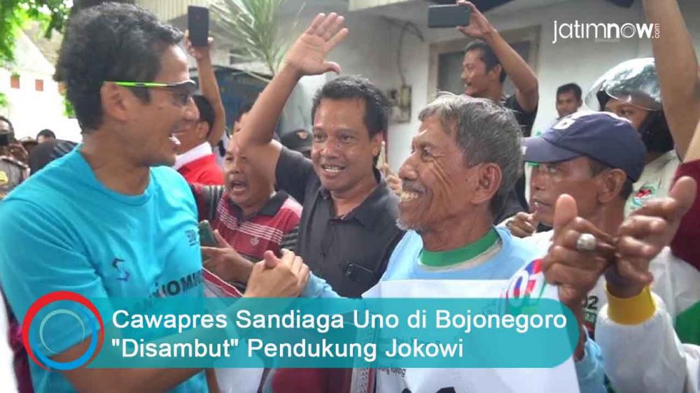 Video: Cawapres Sandiaga Uno di Bojonegoro "Disambut" Pendukung Jokowi