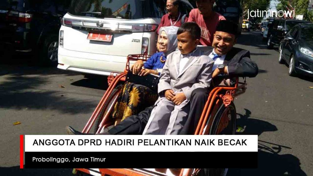 Video: Anggota DPRD Probolinggo Hadiri Pelantikan Naik Becak