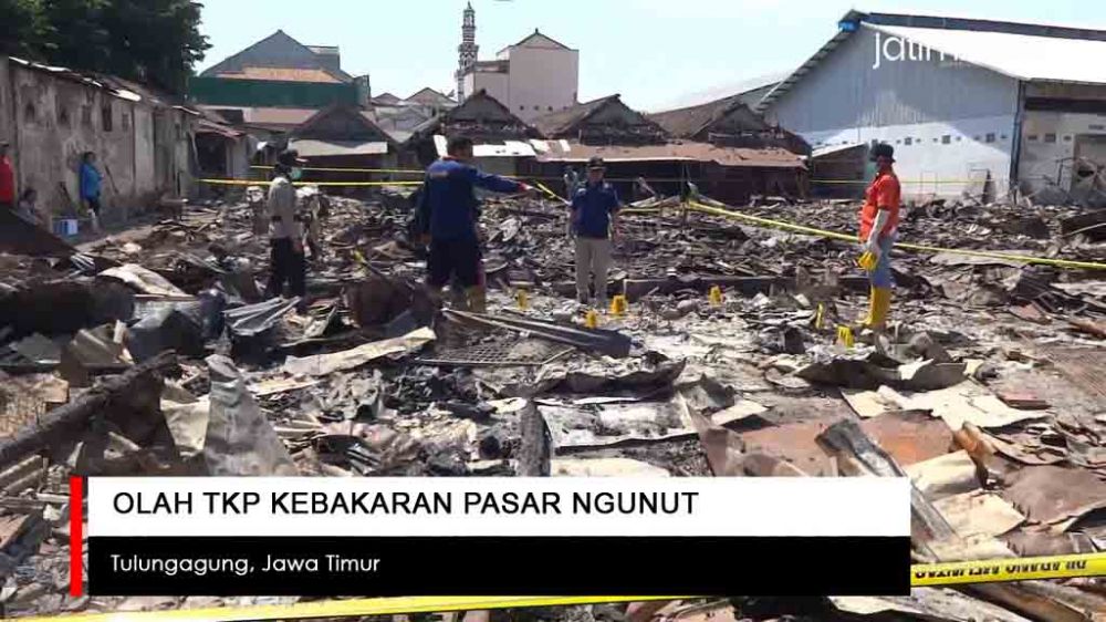 Video: Olah TKP Kebakaran Pasar Ngunut Tulungagung