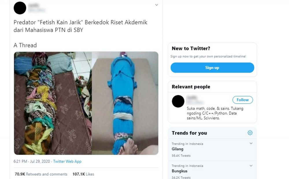 Tangkapan layar thread akun Twitter akun @m_fixxxx