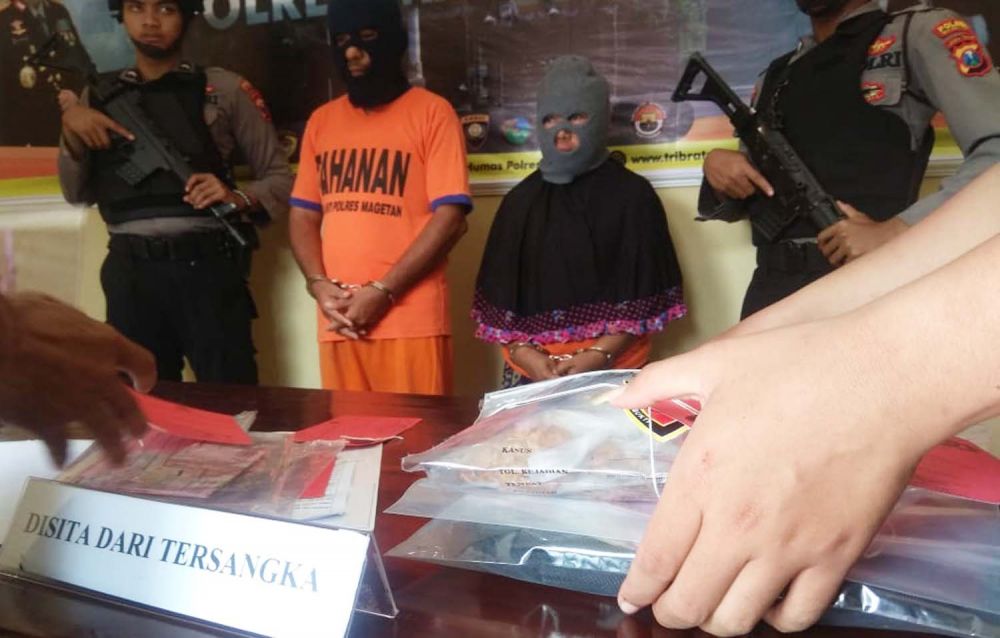 Edarkan Uang Palsu di Magetan, Suami Istri asal Madiun Ditangkap