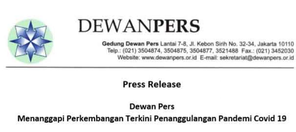 Sikap Resmi Dewan Pers Terkait Virus Corona di Indonesia