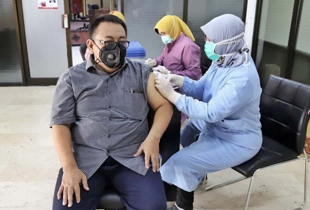 Vaksinasi yang digelar Untag Surabaya jelang perkuliahan tatap muka