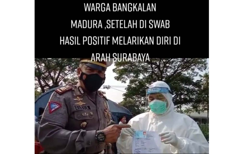Tangkapan layar video viral polisi tunjukkan hasil tes usap pemotor yang kabur di Jembatan Suramadu