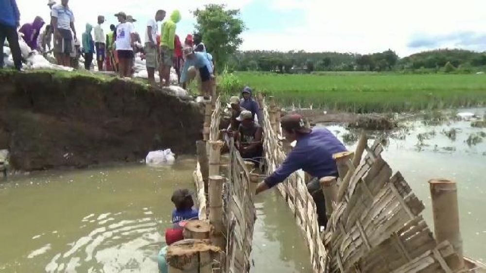 Banjir di Tulungagung Surut, Warga Kerja Bakti Perbaiki Tanggul