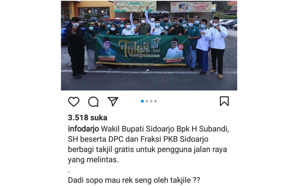 Tangkapan layar postingan akun Instagram Infodarjo