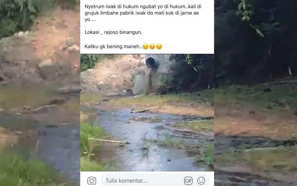 Postingan salah satu warga memprotes cairan berwarna gelap dan pekat di Blitar