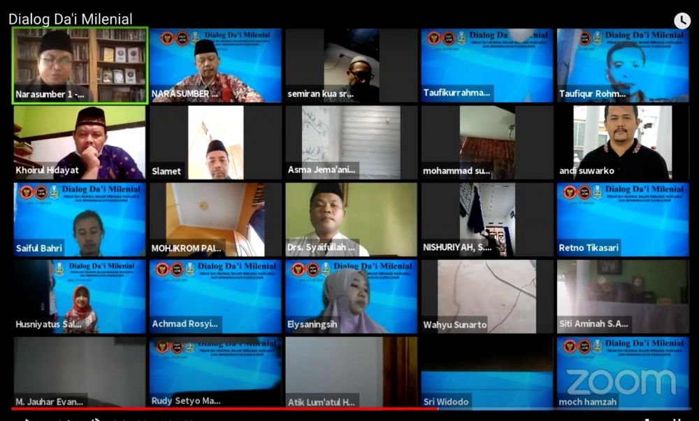 Dialog dai milenial dengan tema 'Peran Da'i Milenial Dalam Menjaga Pancasila dan Meminimalisasi Radikalisme' digelar secara daring