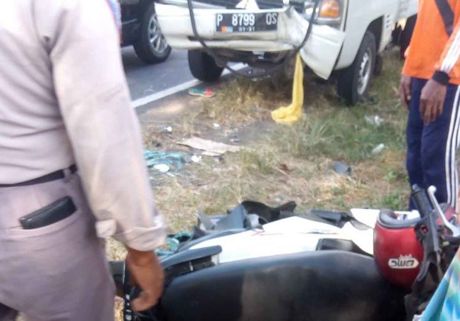 Motor korban saat masih di tempat kejadian perkara.