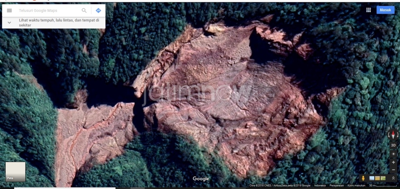 Lokasi titik longsor dipantau dari google map./Foto: Dokumentasi Pemerintah Desa Sumberarum for jatimnow.com.