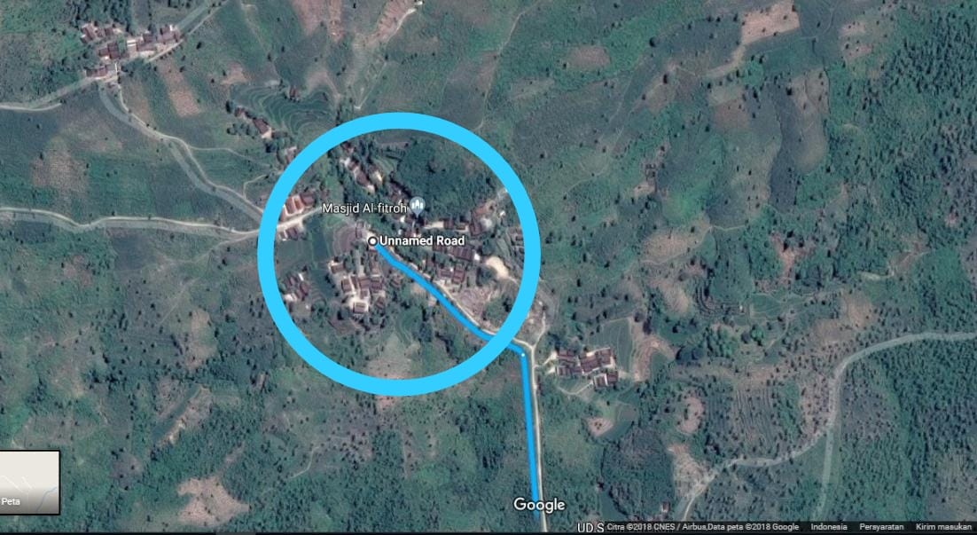Lokasi Dusun Barenan dilihat dari Google Map dan akses jalan  yang perlu sentuhan pembangunan