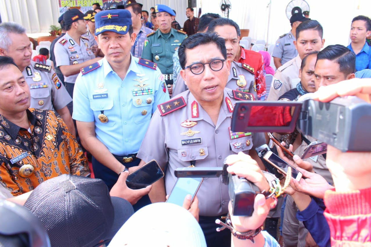 Kapolda memberi sambutan pada acara peletakan batu pertama di perumahan polisi Sanika Bhayangkara