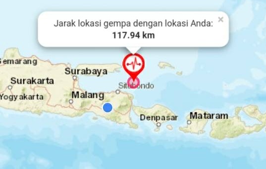 Gempa berkekuatan 6,4 SR di Situbondo (istimewa) 
