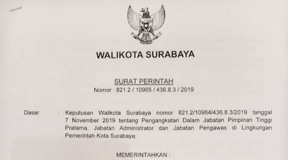 Surat Perintah Wali Kota Surabaya
