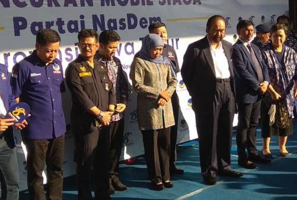 Surya Paloh dan Gubernur Khofifah di Jatim Expo Surabaya