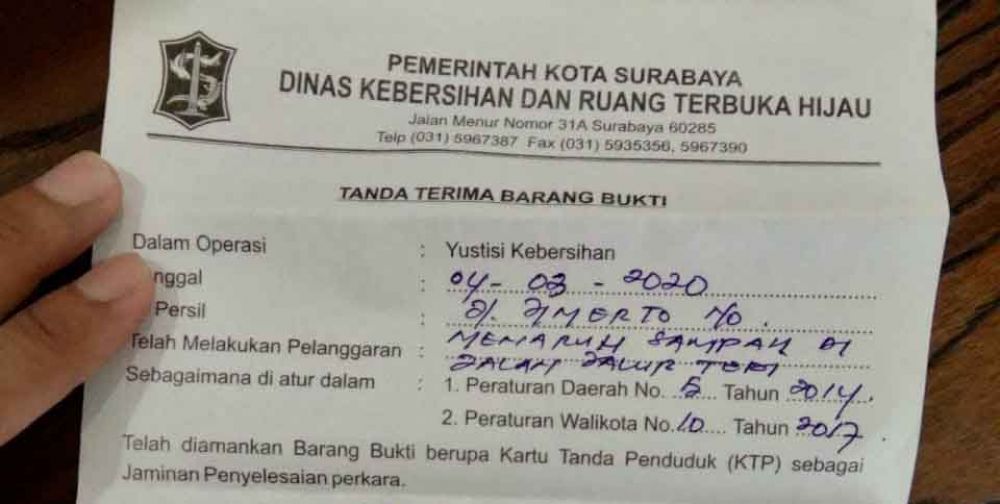 Surat dari DKRTH Pemkot Surabaya