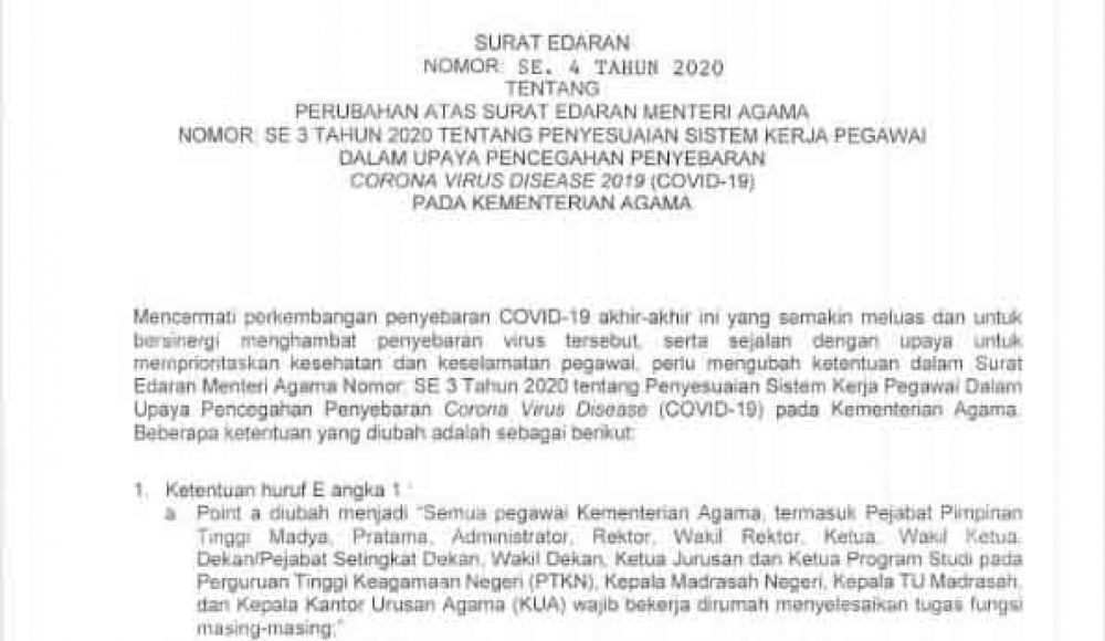 Surat Edaran Kementerian Agama