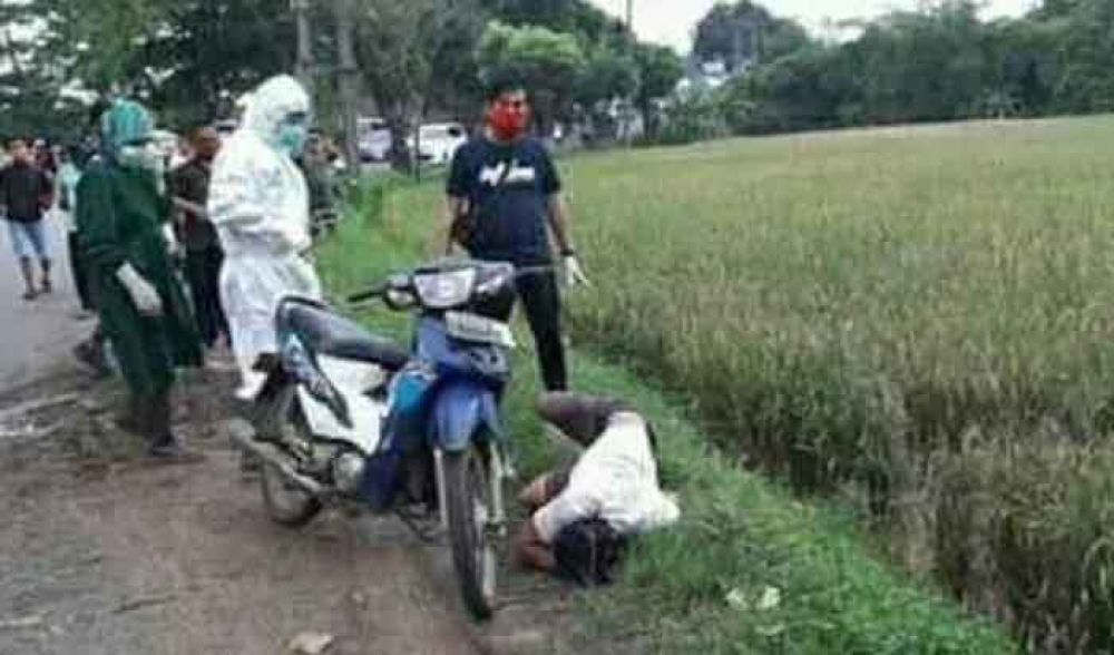 Screenshoot pemuda yang jatuh dari motor dikira terkena Virus Corona