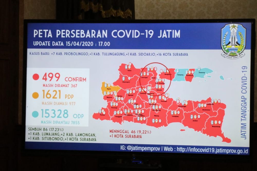 Peta Persebaran Covid-19 di Jawa Timur