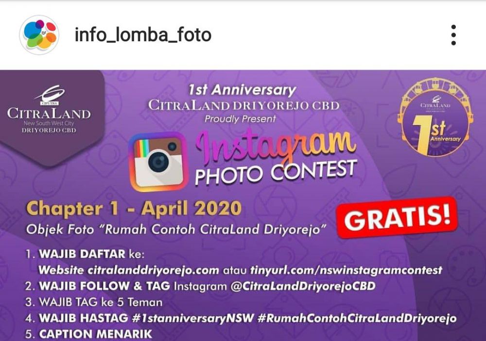 Capture Instagram lomba foto 'Rumah Contoh CitraLand Driyorejo' BSD

