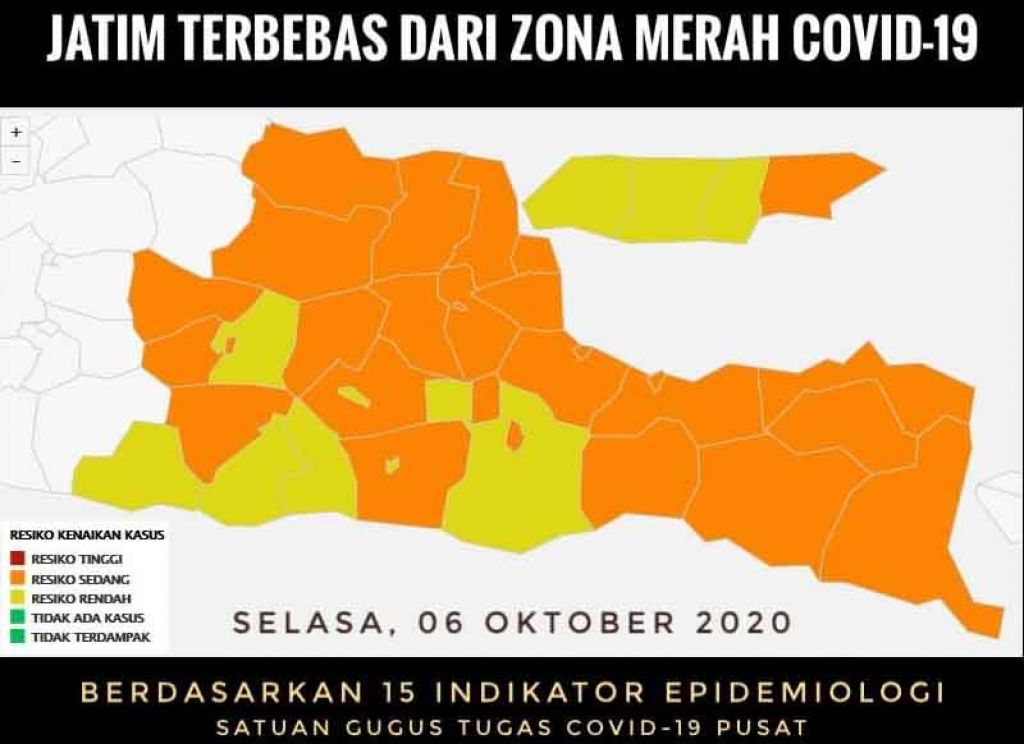 Jatim terbebas dari zona merah Covid-19