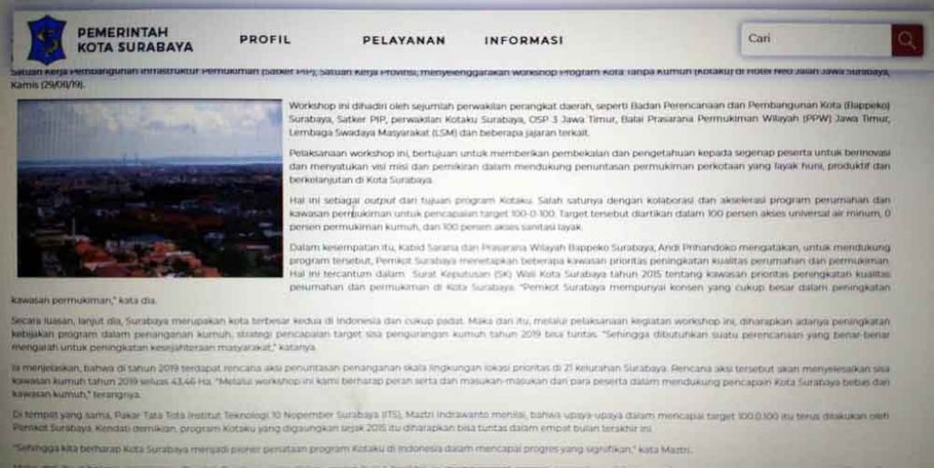 Tangkapan layar lama surabaya.go.id
