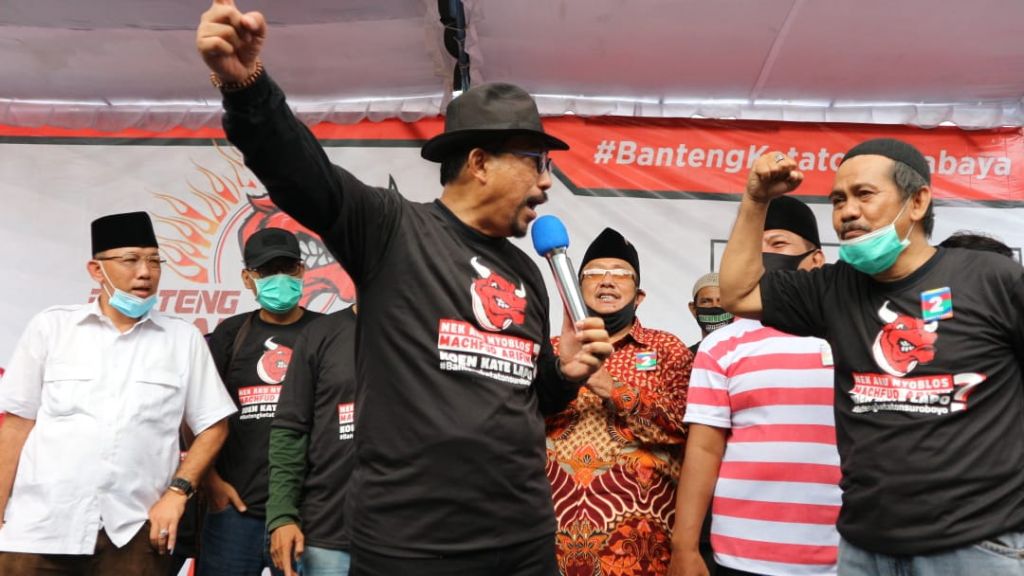 Deklarai Banteng Ketaton di Surabaya menangkan Machfud Arifin-Mujiaman (foto Fajar Mujianto)