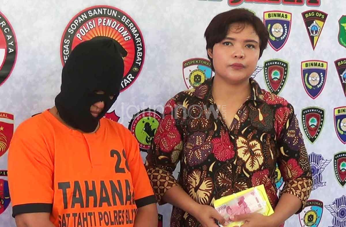 Tersangka HPL saat berada di Mapolres Blitar
