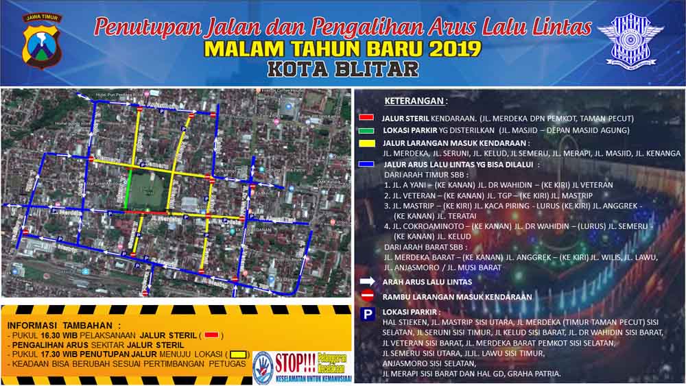 Peta penutupan jalan di Blitar