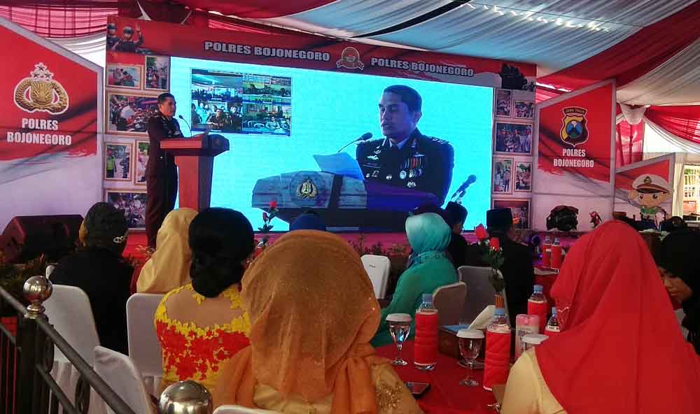 Sambutan Kapolres Ponorogo AKBP Ary Fadli pada acara peringatan HUT Bhayangkara di mapolres Bojonegoro