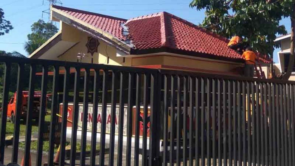 Pos Penjagaan Mako Brimob Batalyon B Pelopor Kompi 3 Watumas, Purwokerto, Banyumas/ foto antara