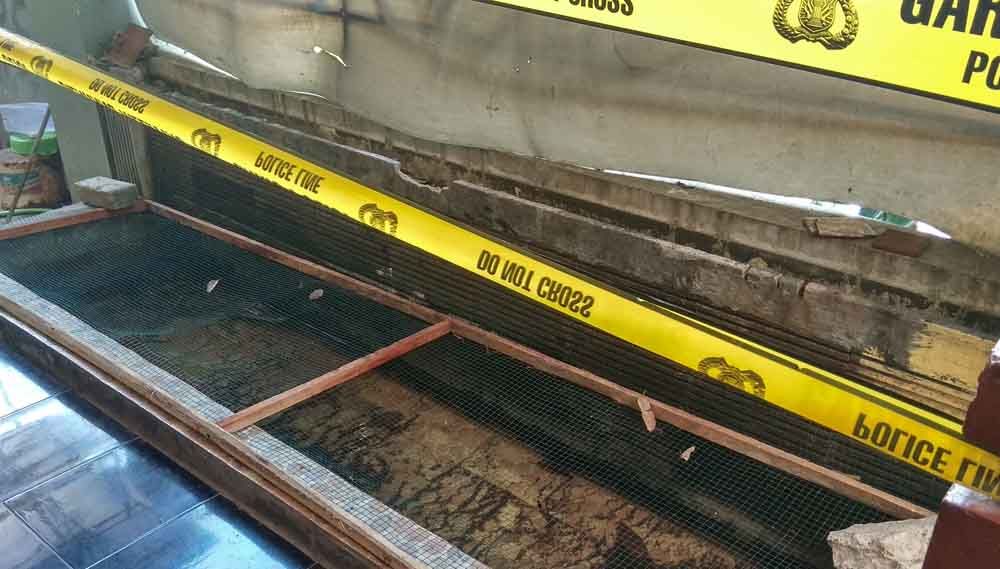 Kandang tempat buaya muara dipasang garis polisi