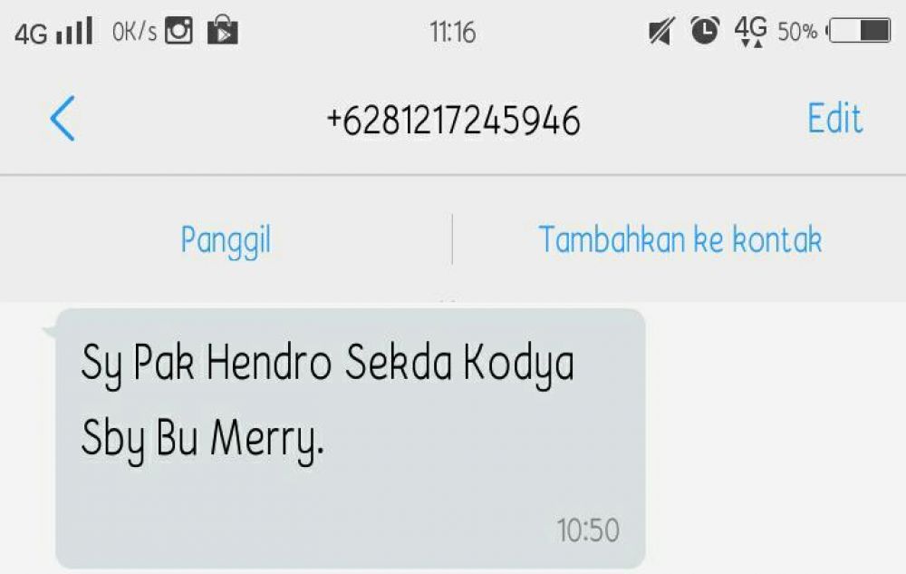 Bukti penipuan mengatasnamakan Sekkota Surabaya