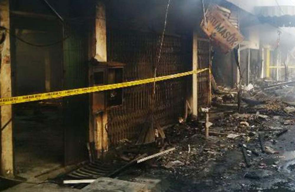 Pasar Induk Bondowoso yang berhasil dipadamkan usai terbakar