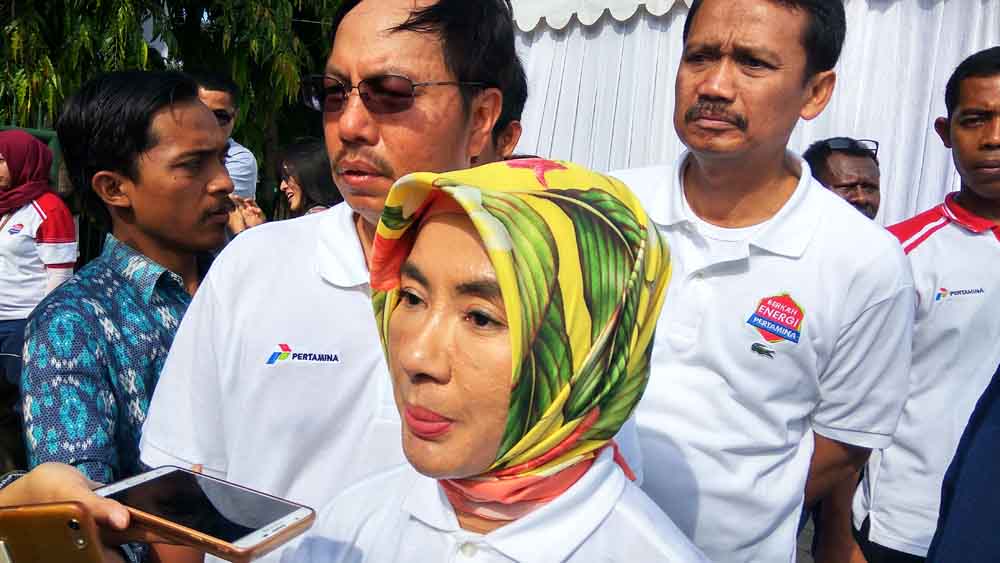 DirutPT Pertamina, Nicke Widyawati saat berada di Malang.