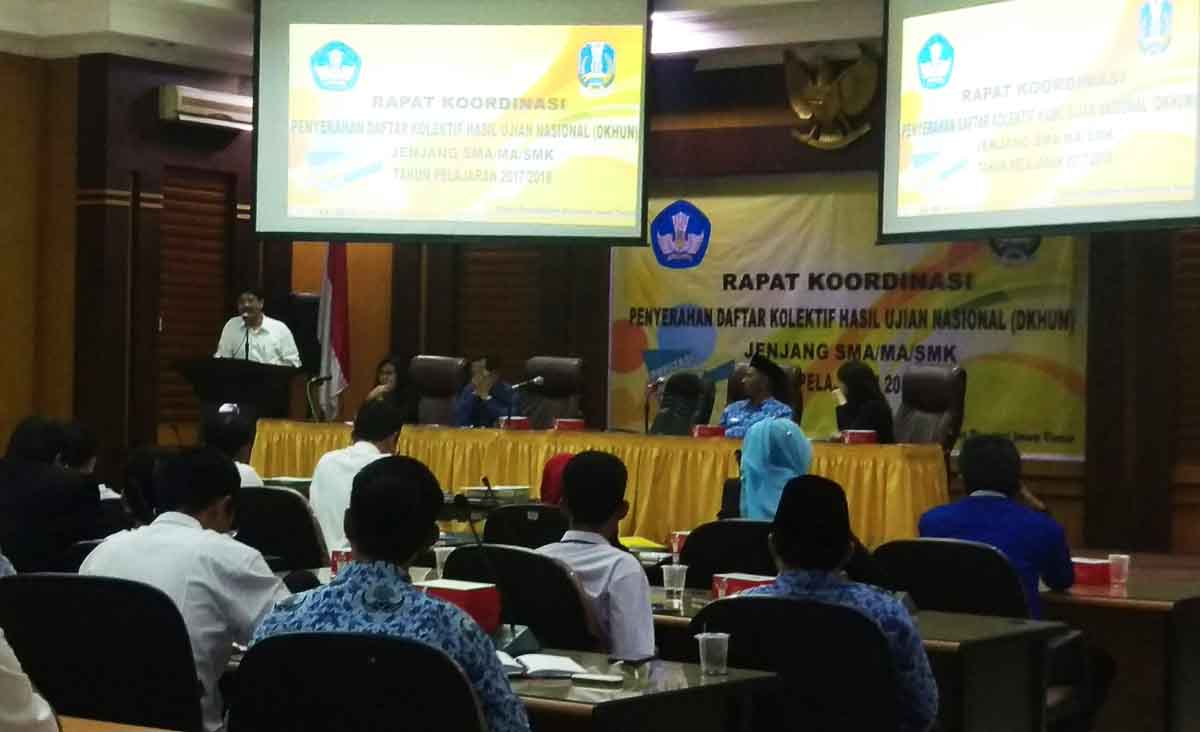 Acara rapat koordinasi penyerahan DKHUN jenjang SMA/SMK/MA Dinas Pendidikan Provinsi Jawa Timur.