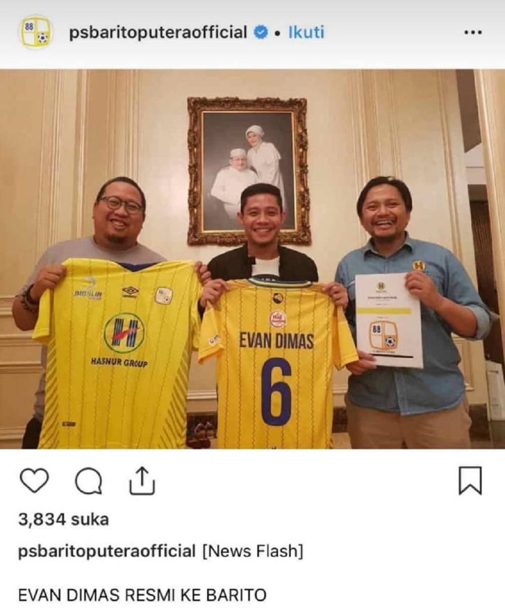 Evan Dimas Berlabuh di Barito Putera