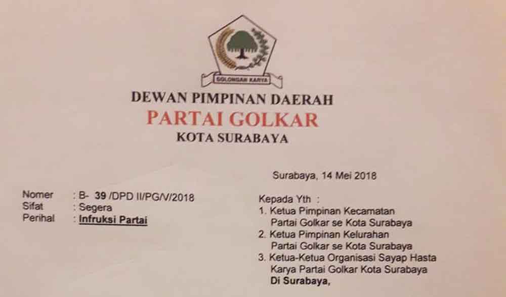 Surat instruksi partai Golkar Surabaya 