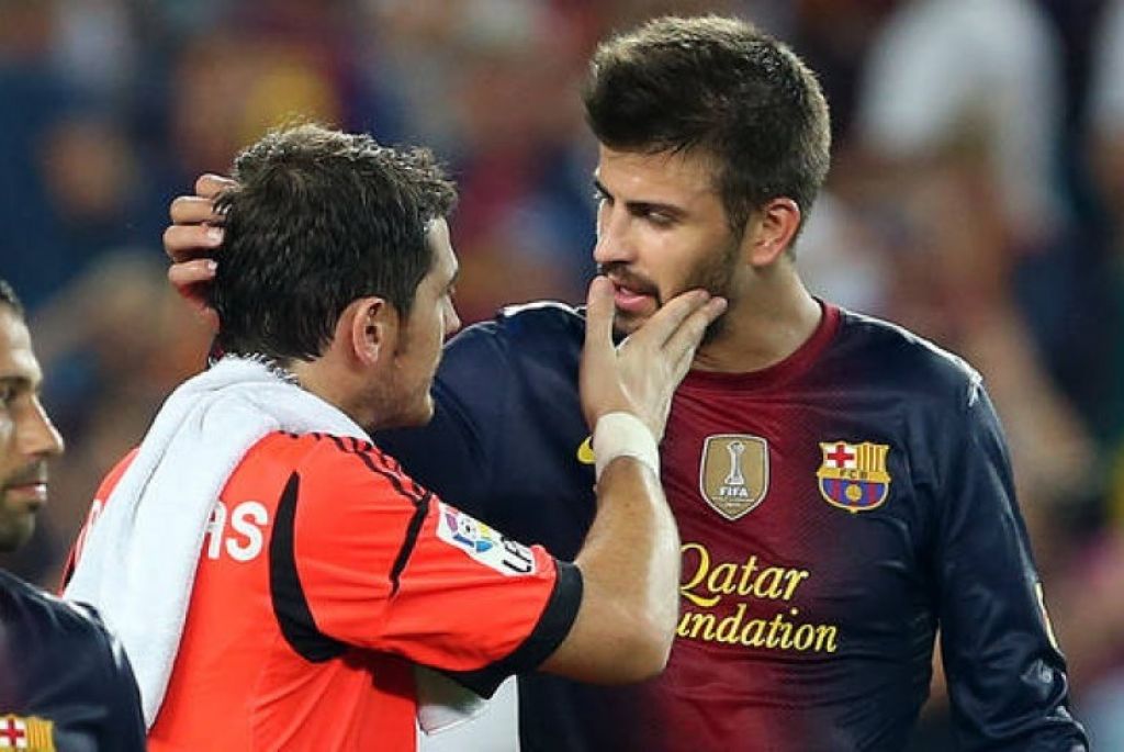 Iker Casillas bersama Gerrard Pique (Foto: www.fcbarcelona.es via Republika)
